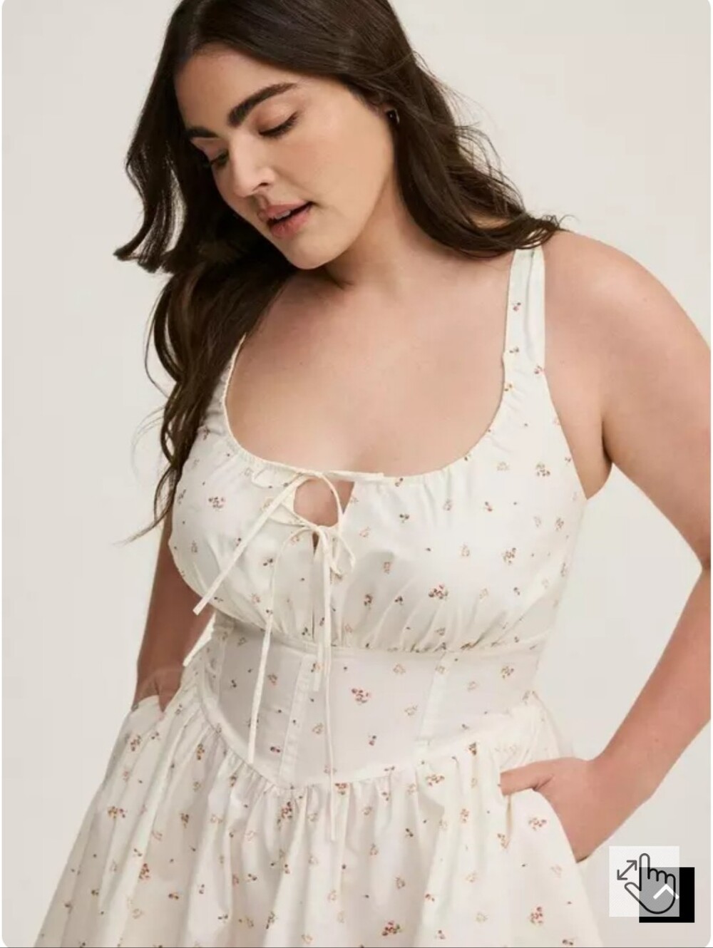 New! 24W [Torrid] Cream Floral Tie-Front Mini Dress
